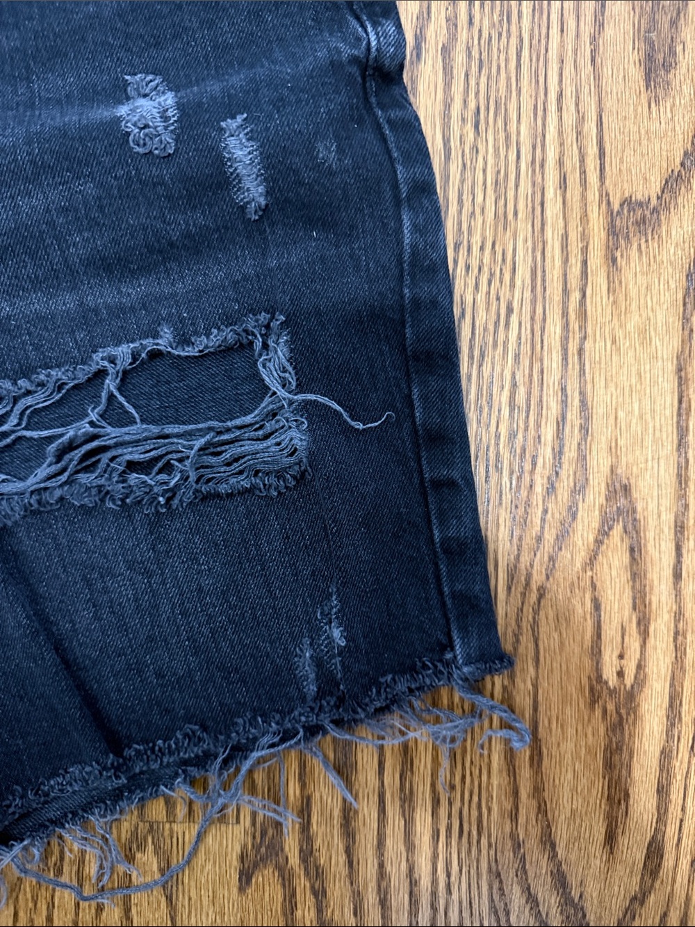 Forever 21 Black Distressed Denim Jean Shorts - Picture 4 of 9